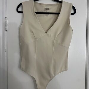 SO Cream V-Neck Bodysuit